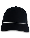 Richardson Five Panel Trucker with Rope Cap - Black with White Rope