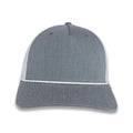 Richardson Five Panel Trucker with Rope Cap - Heather Gray with White Mesh and White Rope