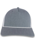 Richardson Five Panel Trucker with Rope Cap - Heather Gray with White Mesh and White Rope
