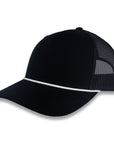 Richardson Five Panel Trucker with Rope Cap - Black with White Rope
