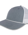 Richardson Five Panel Trucker with Rope Cap - Heather Gray with White Mesh and White Rope