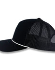 Richardson Five Panel Trucker with Rope Cap - Black with White Rope