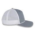 Richardson Five Panel Trucker with Rope Cap - Heather Gray with White Mesh and White Rope