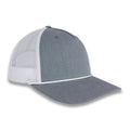 Richardson Five Panel Trucker with Rope Cap - Heather Gray with White Mesh and White Rope