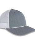 Richardson Five Panel Trucker with Rope Cap - Heather Gray with White Mesh and White Rope