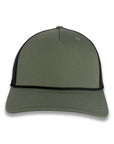 Richardson Five Panel Trucker with Rope Cap - Loden Green with Black Mesh and Black Rope