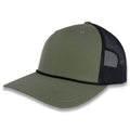 Richardson Five Panel Trucker with Rope Cap - Loden Green with Black Mesh and Black Rope