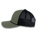 Richardson Five Panel Trucker with Rope Cap - Loden Green with Black Mesh and Black Rope