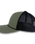 Richardson Five Panel Trucker with Rope Cap - Loden Green with Black Mesh and Black Rope
