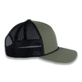 Richardson Five Panel Trucker with Rope Cap - Loden Green with Black Mesh and Black Rope