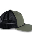 Richardson Five Panel Trucker with Rope Cap - Loden Green with Black Mesh and Black Rope