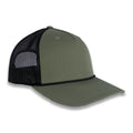 Richardson Five Panel Trucker with Rope Cap - Loden Green with Black Mesh and Black Rope