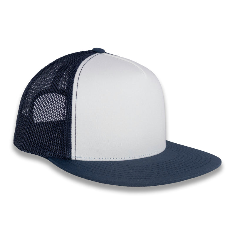 Yupoong Five-Panel Classic Mesh Trucker's Cap - Navy/White/Navy
