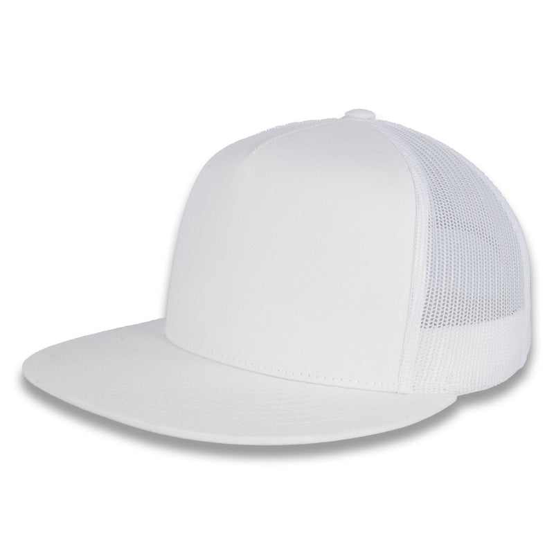 Yupoong Five-Panel Classic Mesh Trucker's Cap - White