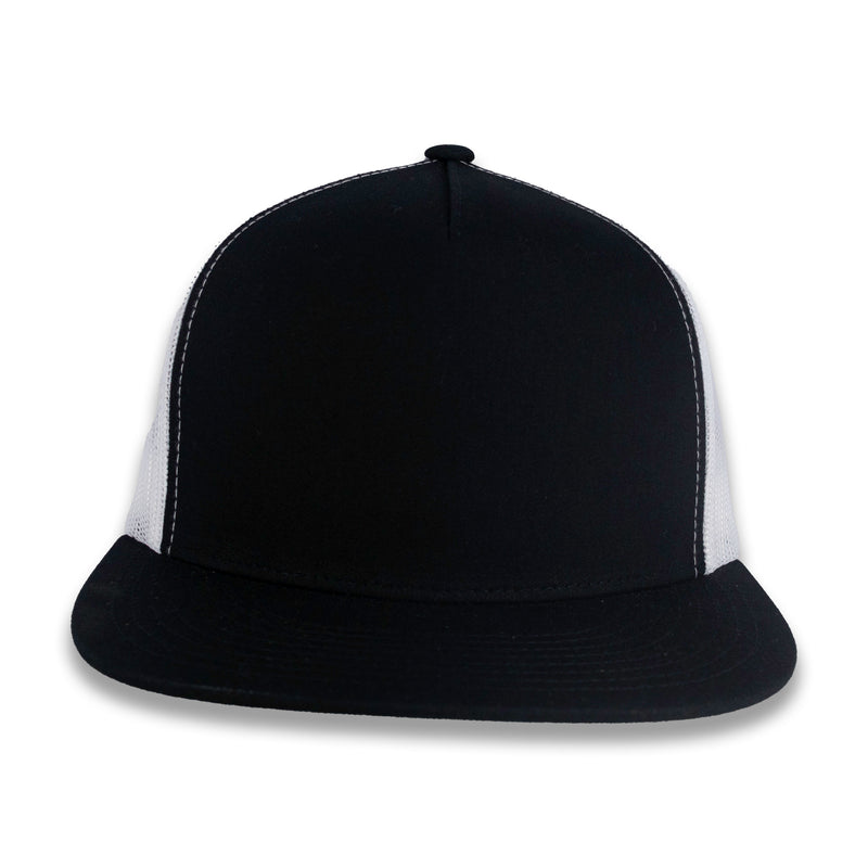 Yupoong Five-Panel Classic Mesh Trucker's Cap - Black/White