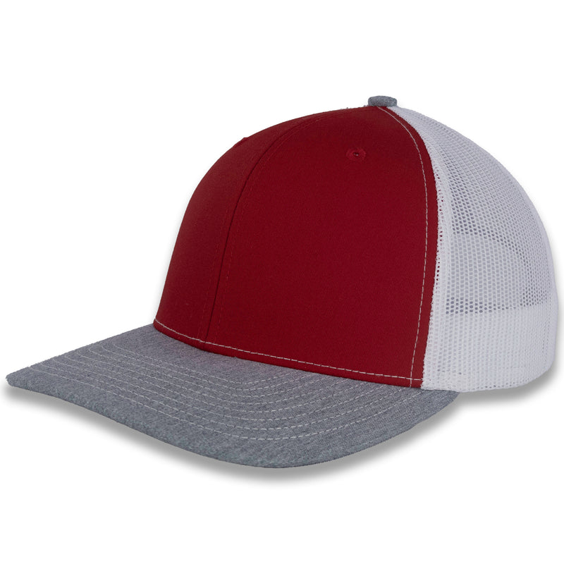 Richardson 112 Tri-Color Trucker - Red/White/Heather Gray