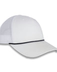 Richardson Five Panel Trucker with Rope Cap  - White With Black Rope
