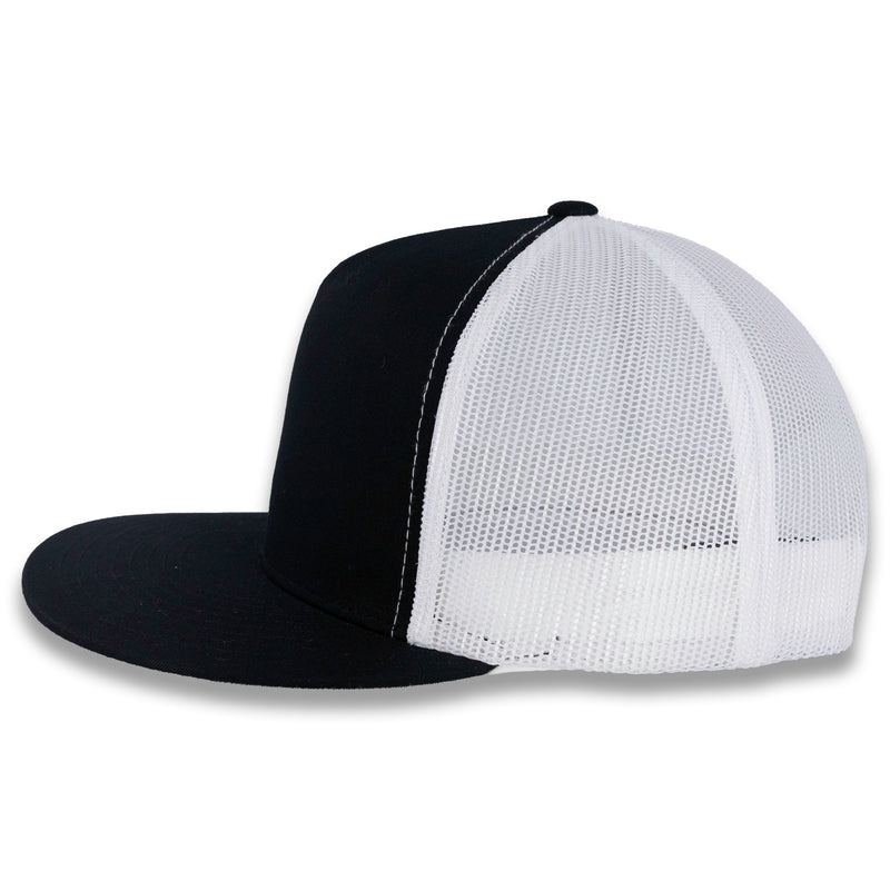 Yupoong Five-Panel Classic Mesh Trucker's Cap - Black/White