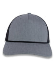 Richardson Five Panel Trucker with Rope Cap - Heather Gray with Black Mesh and Black Rope
