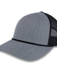Richardson Five Panel Trucker with Rope Cap - Heather Gray with Black Mesh and Black Rope