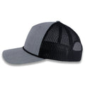 Richardson Five Panel Trucker with Rope Cap - Heather Gray with Black Mesh and Black Rope