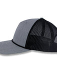 Richardson Five Panel Trucker with Rope Cap - Heather Gray with Black Mesh and Black Rope