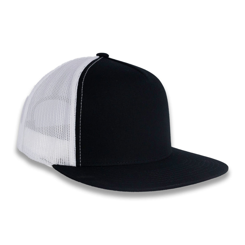 Yupoong Five-Panel Classic Mesh Trucker's Cap - Black/White