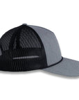 Richardson Five Panel Trucker with Rope Cap - Heather Gray with Black Mesh and Black Rope