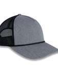 Richardson Five Panel Trucker with Rope Cap - Heather Gray with Black Mesh and Black Rope
