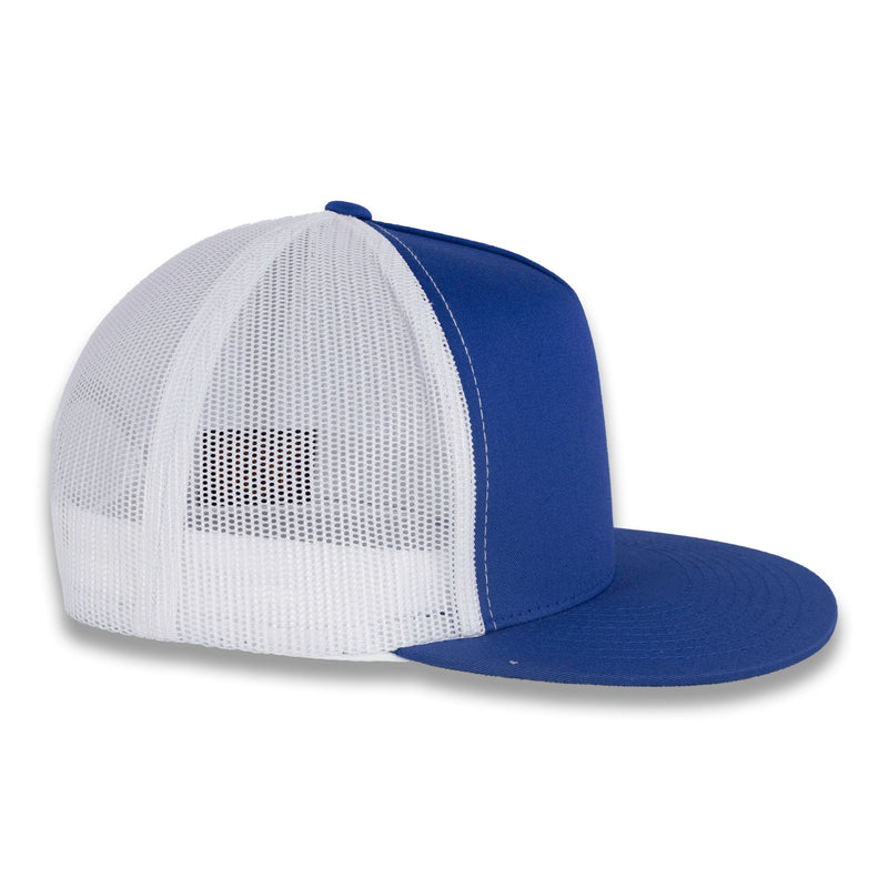 Yupoong Five-Panel Classic Mesh Trucker's Cap - Royal/White