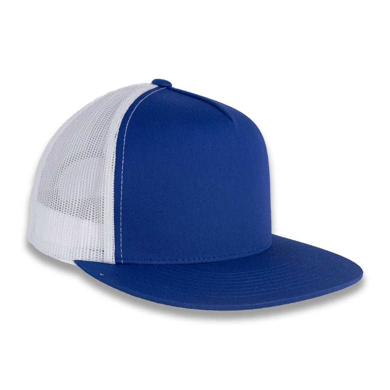 Yupoong Five-Panel Classic Mesh Trucker's Cap - Royal/White