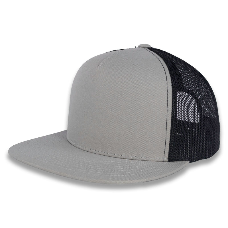 Yupoong Five-Panel Classic Mesh Trucker's Cap - Silver/Black