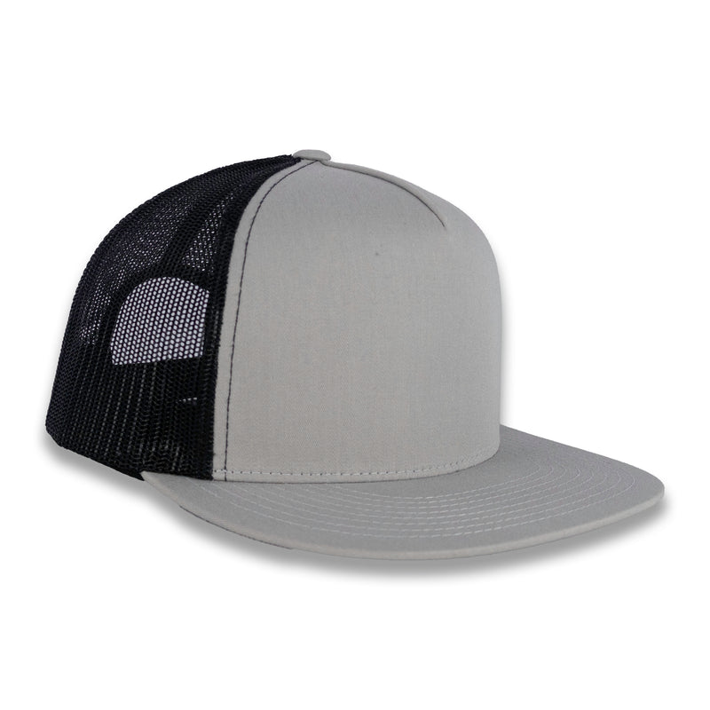 Yupoong Five-Panel Classic Mesh Trucker's Cap - Silver/Black