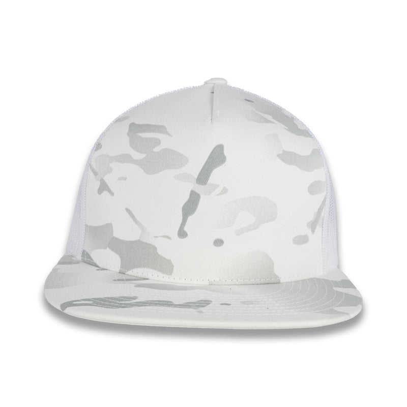 Yupoong Five-Panel Classic Mesh Trucker's Cap - Multicam Alpine/White