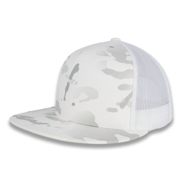 Yupoong Five-Panel Classic Mesh Trucker's Cap - Multicam Alpine/White