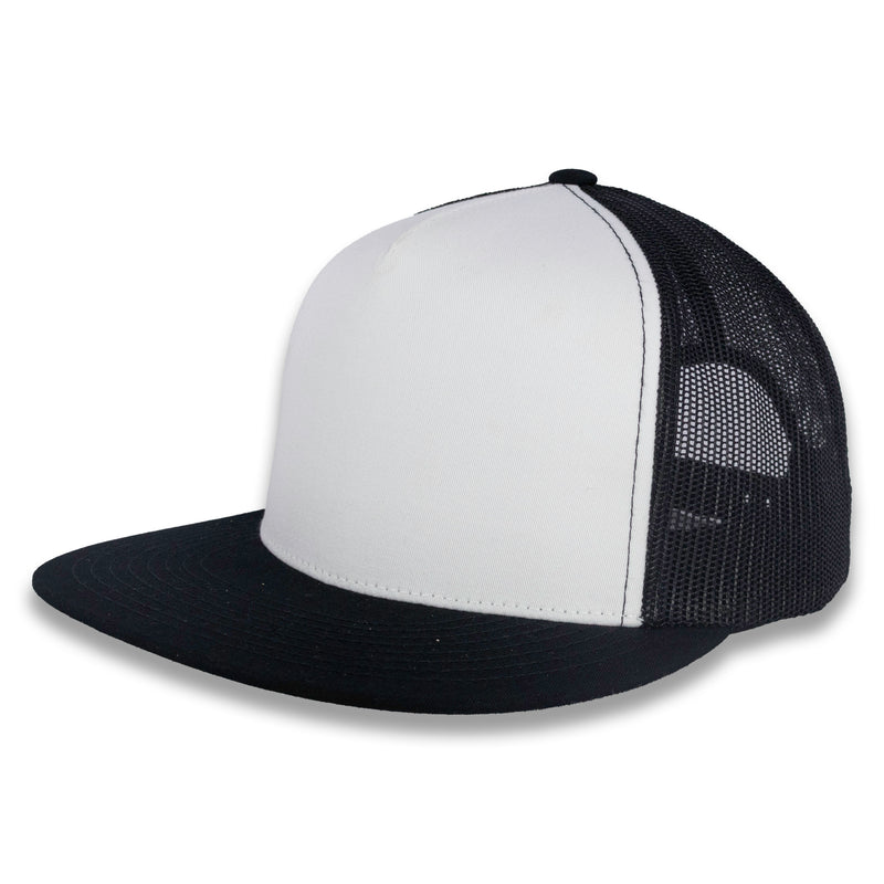 Yupoong Five-Panel Classic Mesh Trucker's Cap - Black/White/Black