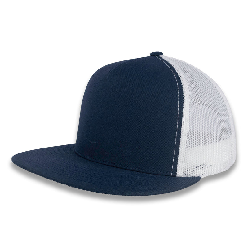 Yupoong Five-Panel Classic Mesh Trucker's Cap - Navy/White