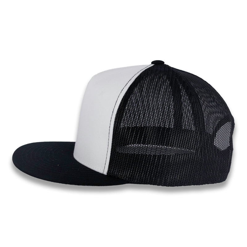 Yupoong Five-Panel Classic Mesh Trucker's Cap - Black/White/Black