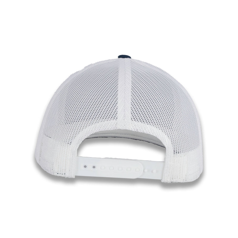 Yupoong Five-Panel Classic Mesh Trucker's Cap - Navy/White