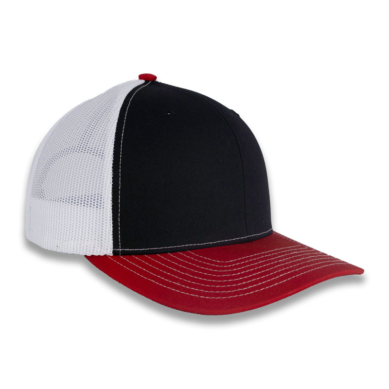 Richardson 112 Tri-Color Trucker - Black/White/Red