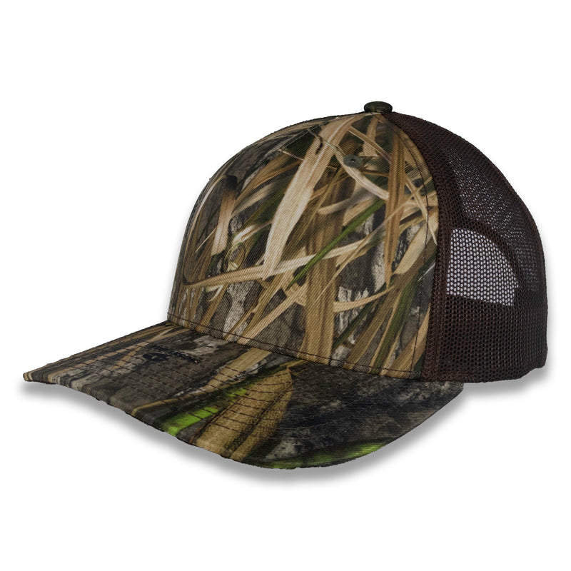 Richardson Five Panel Trucker - Mossy Oak - Habitat/Brown