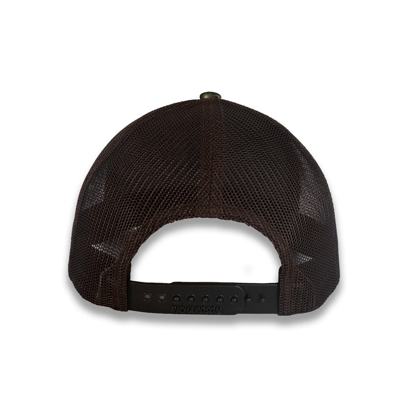 Richardson Five Panel Trucker - Mossy Oak - Habitat/Brown
