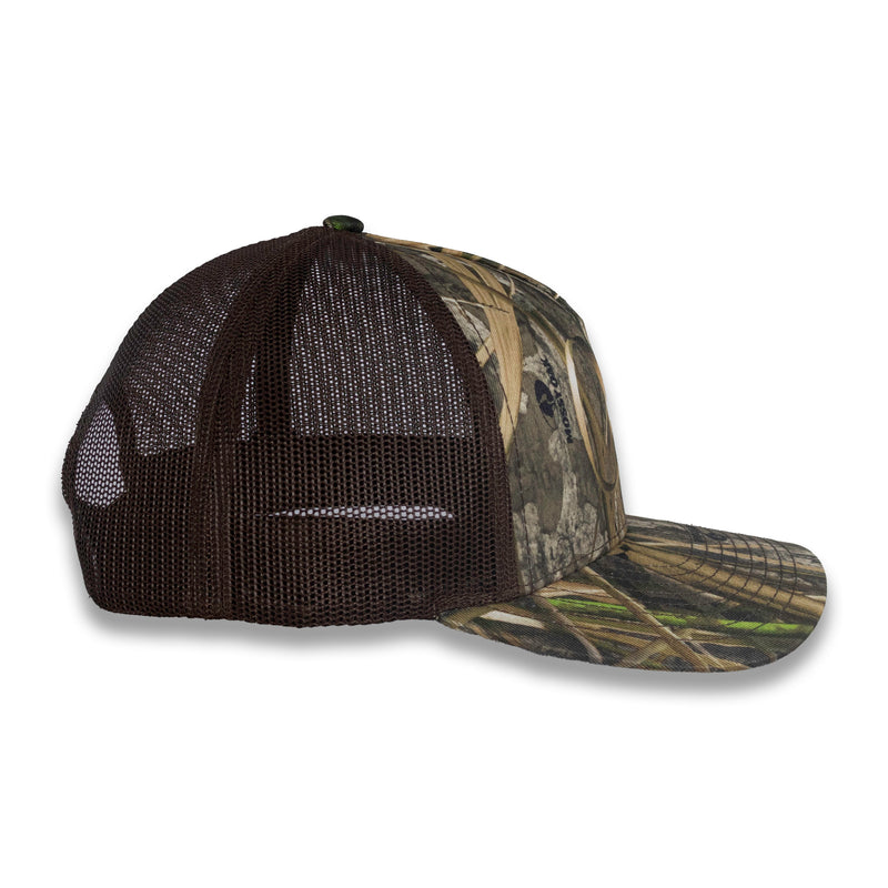 Richardson Five Panel Trucker - Mossy Oak - Habitat/Brown