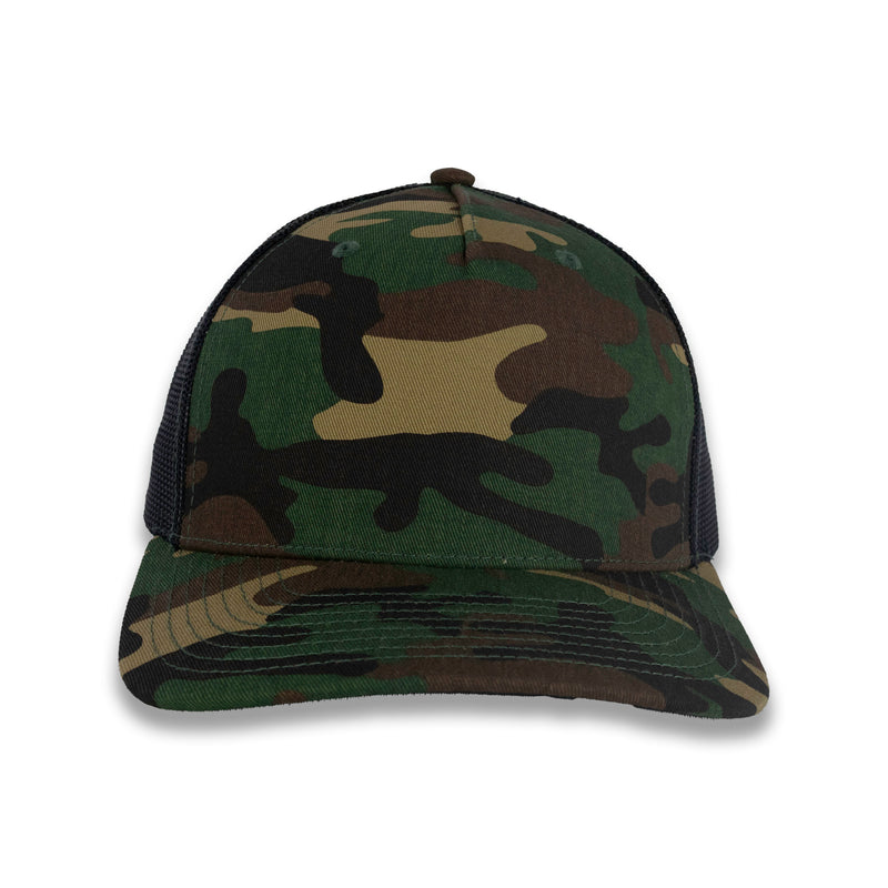 Richardson Five Panel Trucker - Military - Green Camo/Black
