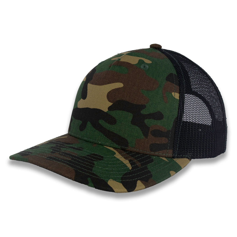 Richardson Five Panel Trucker - Military - Green Camo/Black