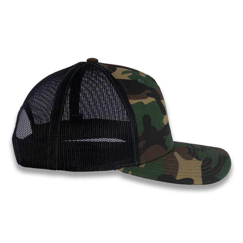 Richardson Five Panel Trucker - Military - Green Camo/Black