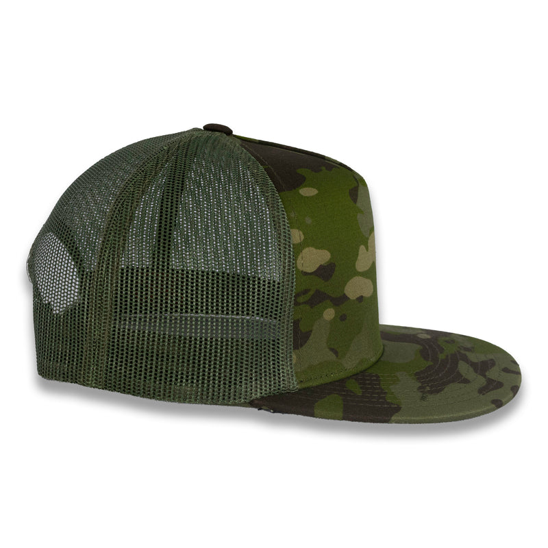Yupoong Five-Panel Classic Mesh Trucker's Cap - Multicam Tropic/Green