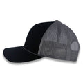 Richardson Five Panel Trucker with Rope Cap  - Black With Charcoal Mesh and Charcoal Rope