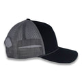 Richardson Five Panel Trucker with Rope Cap  - Black With Charcoal Mesh and Charcoal Rope